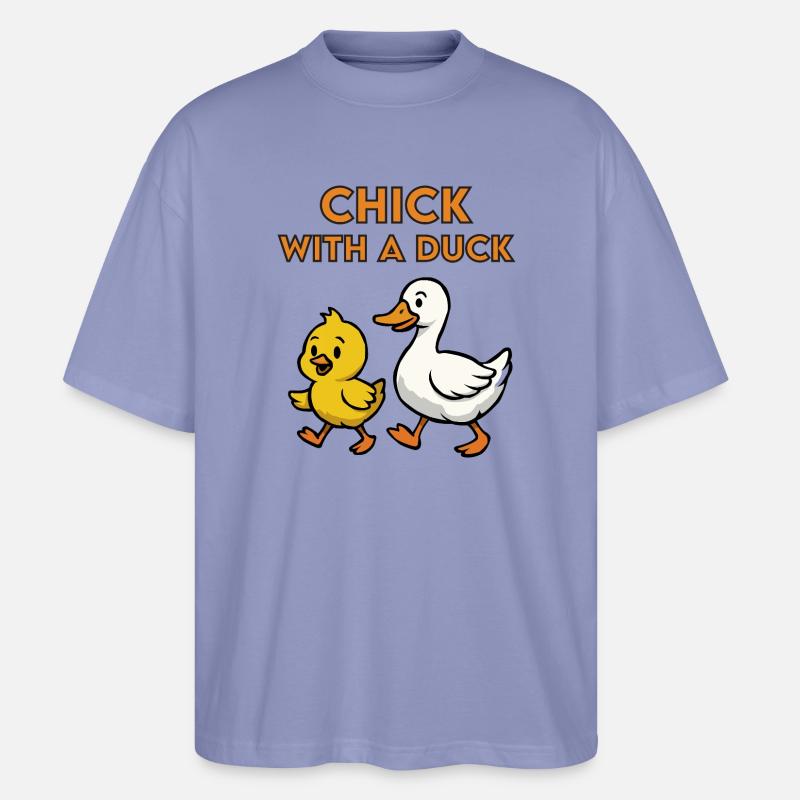 Küken mit einer Ente - Stanley/Stella Oversized Unisex Bio T-Shirt Blaster 2.0 - Violett