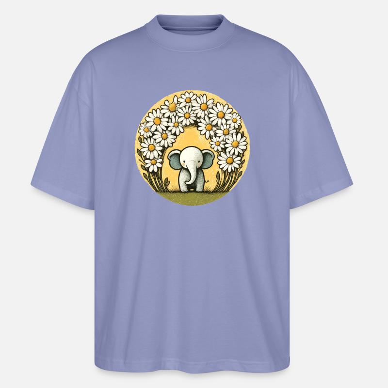 Elefant im Gänseblümchen-Ring - Stanley/Stella Oversized Unisex Bio T-Shirt Blaster 2.0 - Violett