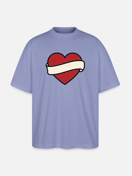 Tattoo Heart Banner Scroll Vector - Stanley/Stella Oversized Unisex Organic T-shirt Blaster 2.0 - violet