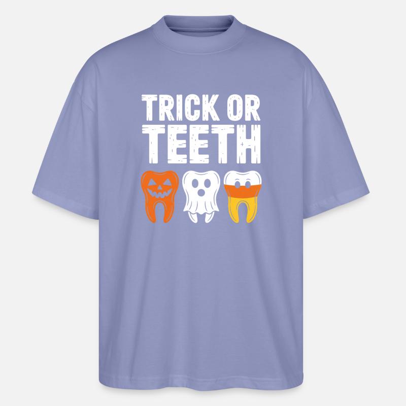 Trick oder Teeth: Halloween Teeth Trio - Stanley/Stella Oversized Unisex Bio T-Shirt Blaster 2.0 - Violett