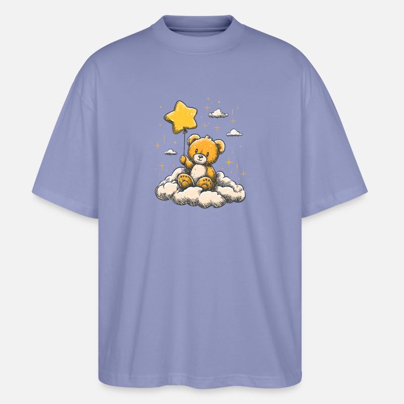Kuschelteddy mit Sternenballon - Stanley/Stella Oversized Unisex Bio T-Shirt Blaster 2.0 - Violett
