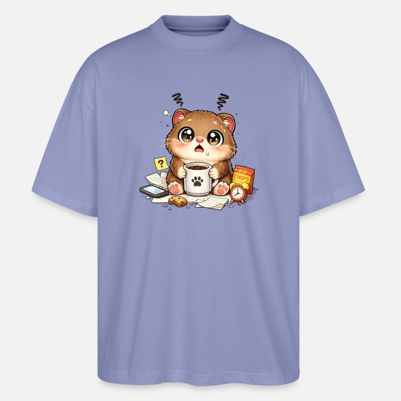 Kaffee-Kätzchen Chaos - Stanley/Stella Oversized Unisex Bio T-Shirt Blaster 2.0 - Violett