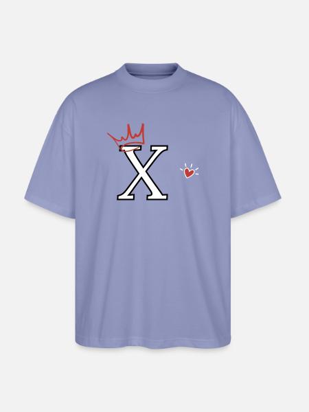 Buchstabe x Herzkrone - Stanley/Stella Oversized Unisex Bio T-Shirt Blaster 2.0 - Violett