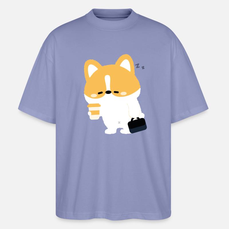 Müder Corgi-Kaffee - Stanley/Stella Oversized Unisex Bio T-Shirt Blaster 2.0 - Violett