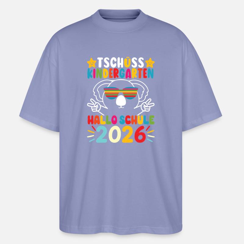 Tschüss Kindergarten Hallo Schule 2026 - Stanley/Stella Oversized Unisex Bio T-Shirt Blaster 2.0 - Violett