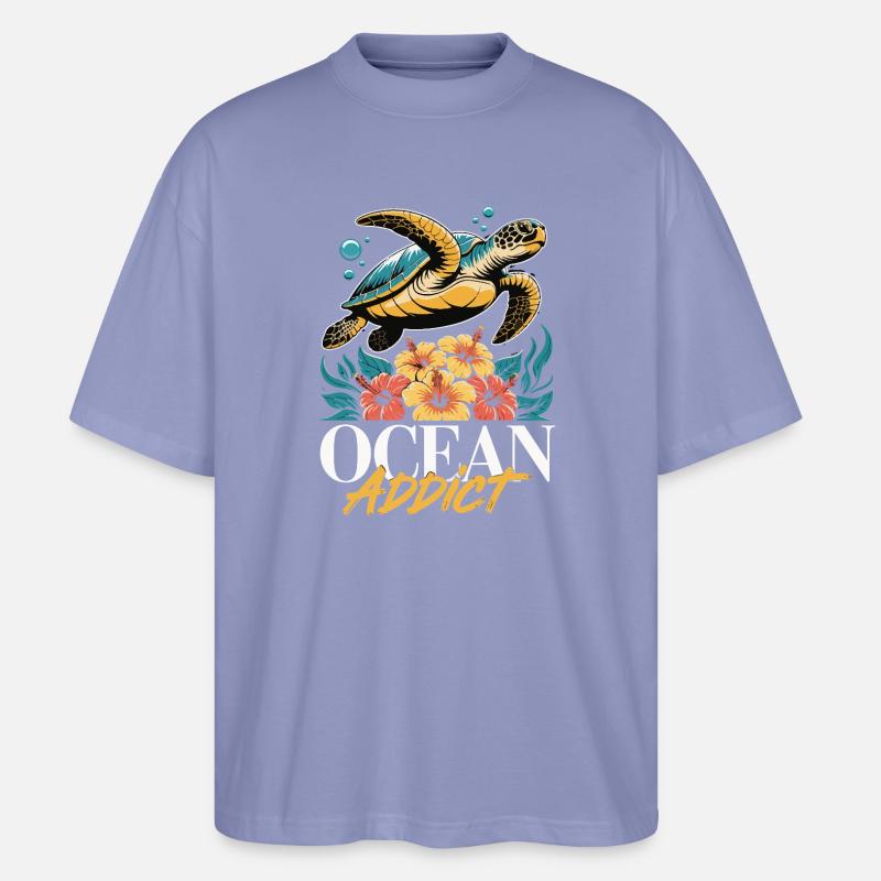Sea Turtle Ocean Addict Design - T-shirt bio Blaster 2.0 coupe oversize Stanley/Stella Unisexe - violet