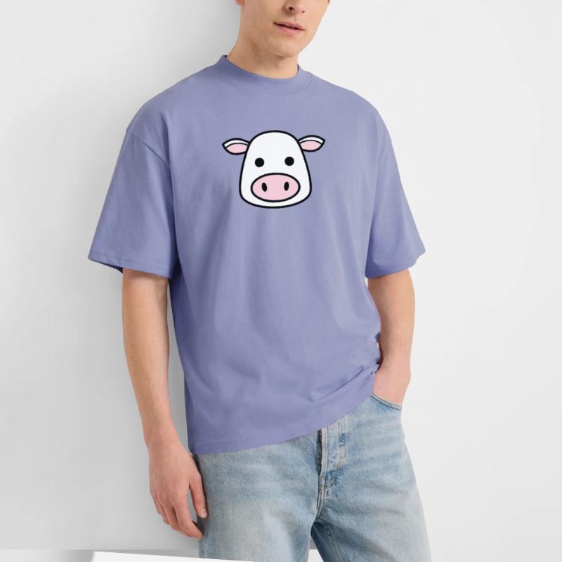 Cute Cow Head Face Comic Vector Stanley/Stella Oversized Unisex Organic T-shirt Blaster 2.0