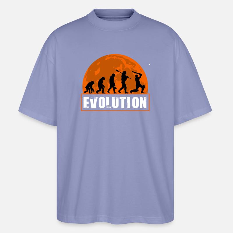 Entwicklung der Cricketspieler-Batsman-Silhouette - Stanley/Stella Oversized Unisex Bio T-Shirt Blaster 2.0 - Violett