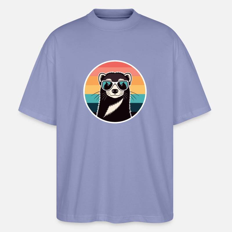 Retro-Otter-Regenbogenbrille - Stanley/Stella Oversized Unisex Bio T-Shirt Blaster 2.0 - Violett