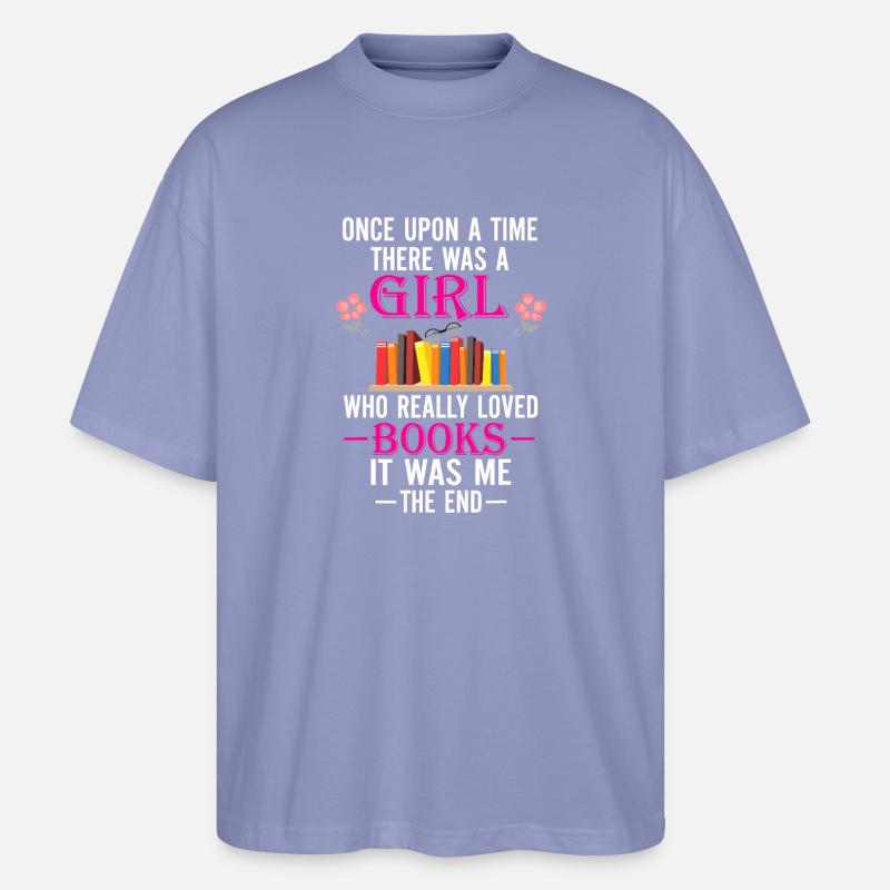 Buchliebendes Mädchen Zitat-Tee - Stanley/Stella Oversized Unisex Bio T-Shirt Blaster 2.0 - Violett