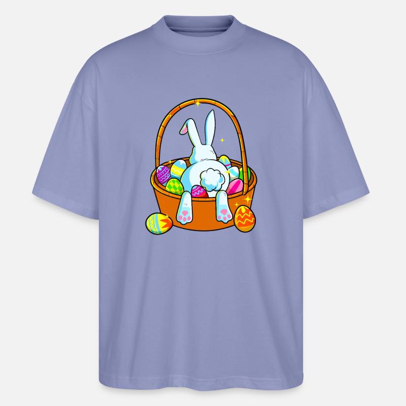 Pastel Easter Bunny in Basket - Stanley/Stella Oversized Unisex Organic T-shirt Blaster 2.0 - violet