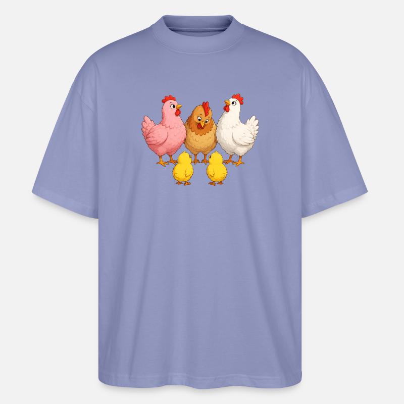Hühner mit Kücken - Stanley/Stella Oversized Unisex Bio T-Shirt Blaster 2.0 - Violett