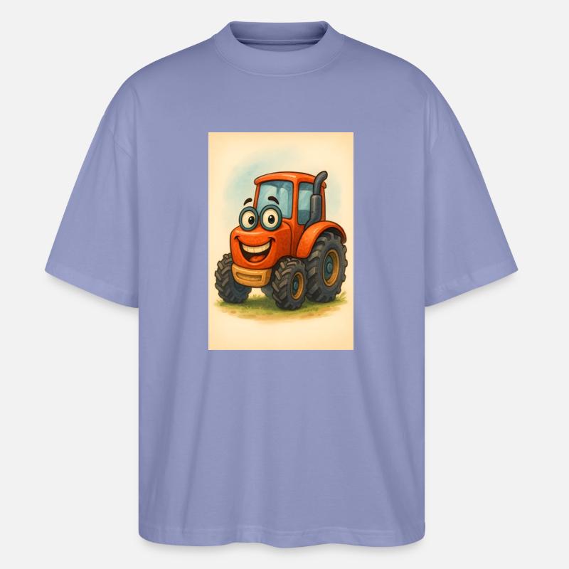 Glücklicher Traktor mit Gesicht - Stanley/Stella Oversized Unisex Bio T-Shirt Blaster 2.0 - Violett