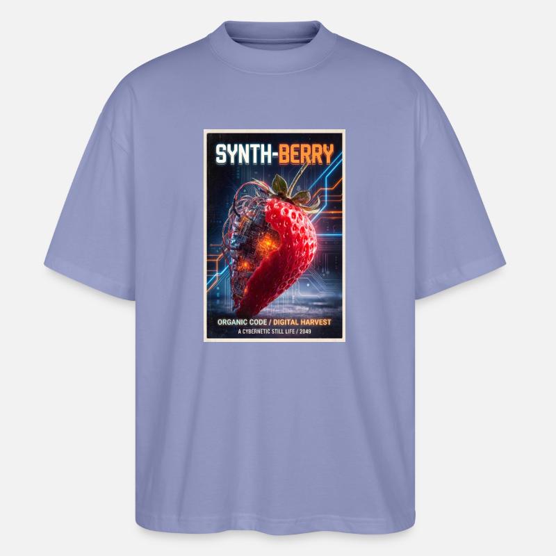 Synth-Beere: Kybernetische Erdbeere - Stanley/Stella Oversized Unisex Bio T-Shirt Blaster 2.0 - Violett