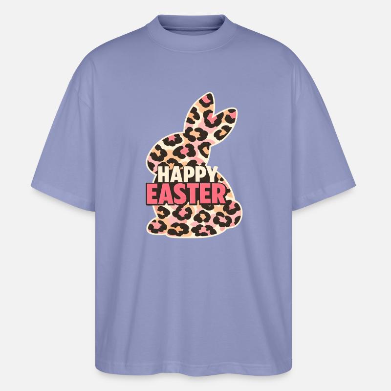 Joyeux Léopard Lapin de Pâques - T-shirt bio Blaster 2.0 coupe oversize Stanley/Stella Unisexe - violet