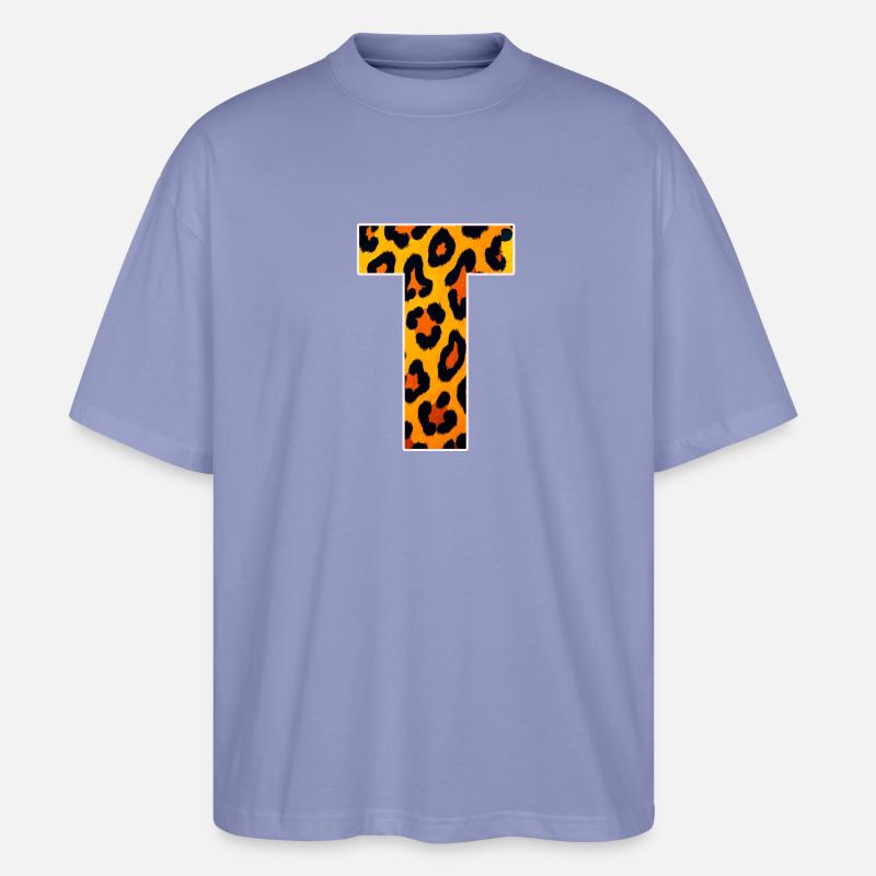 Leopard_Buchstabenmuster_-_T - Stanley/Stella Oversized Unisex Bio T-Shirt Blaster 2.0 - Violett