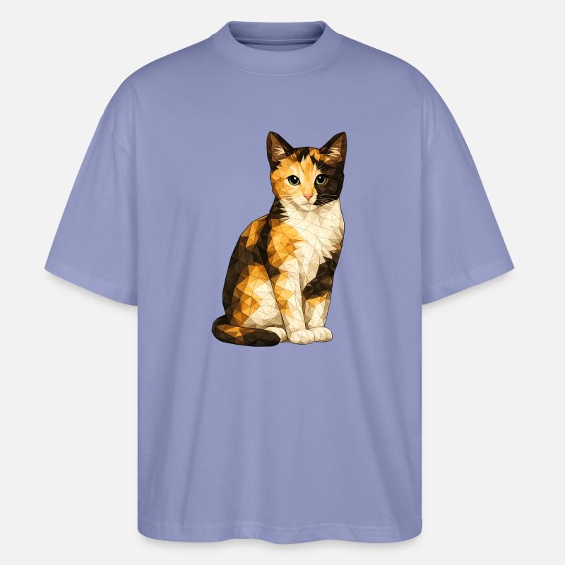 Emmi Polygon Chat Mignonnerie Géométrique - T-shirt bio Blaster 2.0 coupe oversize Stanley/Stella Unisexe - violet
