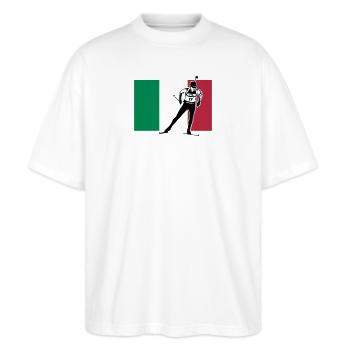 Biathlon - Langlauf -Italia - Italien - Stanley/Stella Oversized Unisex Bio T-Shirt Blaster 2.0 - Weiß - Vorne - Alina (178cm) & Michal (187cm)