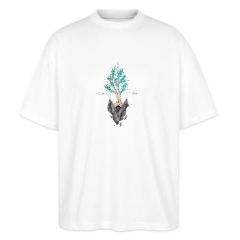Bubbletree - Stanley/Stella Oversized Unisex Bio T-Shirt Blaster 2.0 - Weiß - Vorne - Alina (178cm) & Michal (187cm)
