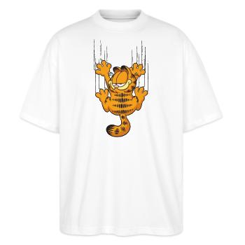 Garfield Kratzer - Stanley/Stella Oversized Unisex Bio T-Shirt Blaster 2.0 - Weiß - Vorne - Alina (178cm) & Michal (187cm)