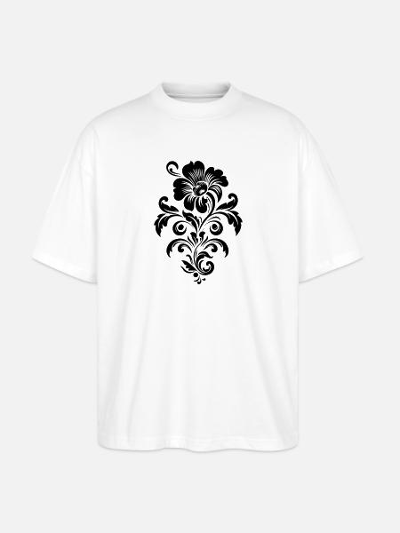 Blumenmuster Linienzeichnung - Stanley/Stella Oversized Unisex Bio T-Shirt Blaster 2.0 - Weiß