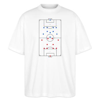 Unisex Design Fußballfeld Taktik - Stanley/Stella Oversized Unisex Bio T-Shirt Blaster 2.0 - Weiß - Vorne - Alina (178cm) & Michal (187cm)
