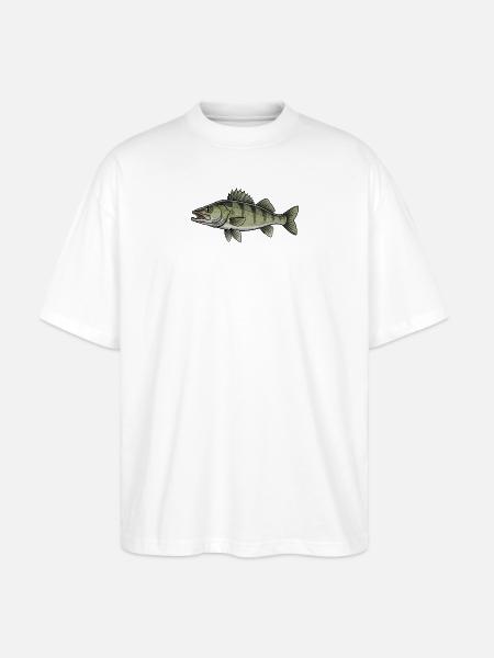 Zander Raubfisch Angeln - Stanley/Stella Oversized Unisex Bio T-Shirt Blaster 2.0 - Weiß