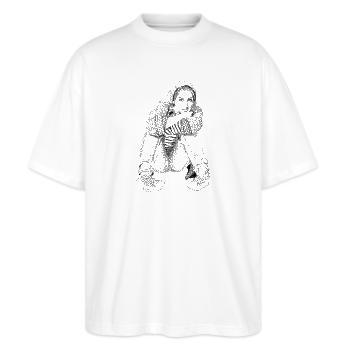 Frauenpower - Stanley/Stella Oversized Unisex Bio T-Shirt Blaster 2.0 - Weiß - Vorne - Alina (178cm) & Michal (187cm)