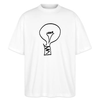 Licht - Glühbirne - Stanley/Stella Oversized Unisex Bio T-Shirt Blaster 2.0 - Weiß - Vorne - Alina (178cm) & Michal (187cm)