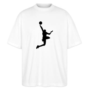 Basketball - Stanley/Stella Oversized Unisex Bio T-Shirt Blaster 2.0 - Weiß - Vorne - Alina (178cm) & Michal (187cm)