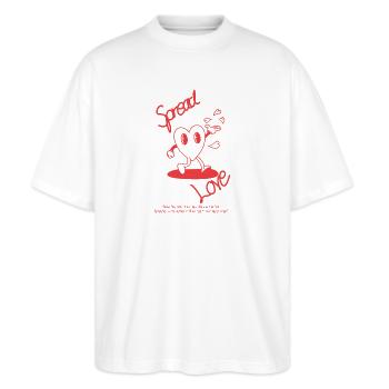 Spread Love - Stanley/Stella Oversized Unisex Bio T-Shirt Blaster 2.0 - Weiß - Vorne - Alina (178cm) & Michal (187cm)