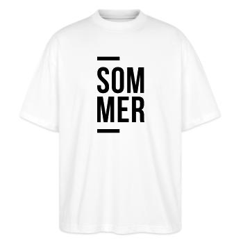 Sommer - Stanley/Stella Oversized Unisex Bio T-Shirt Blaster 2.0 - Weiß - Vorne - Alina (178cm) & Michal (187cm)