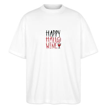 Halloween. Wein. Partynacht. Oktober. Monster.Hexe - Stanley/Stella Oversized Unisex Bio T-Shirt Blaster 2.0 - Weiß - Vorne - Alina (178cm) & Michal (187cm)