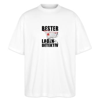 Bester Ladendetektiv - Stanley/Stella Oversized Unisex Bio T-Shirt Blaster 2.0 - Weiß - Vorne - Alina (178cm) & Michal (187cm)