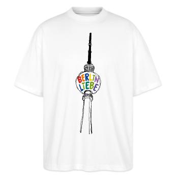 Berlin liebe dir! - Stanley/Stella Oversized Unisex Bio T-Shirt Blaster 2.0 - Weiß - Vorne - Alina (178cm) & Michal (187cm)