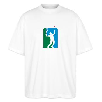 tennis_0809_3c - Stanley/Stella Oversized Unisex Bio T-Shirt Blaster 2.0 - Weiß - Vorne - Alina (178cm) & Michal (187cm)