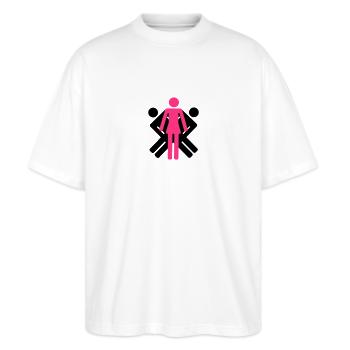 Kreuzung 2+1 - Stanley/Stella Oversized Unisex Bio T-Shirt Blaster 2.0 - Weiß - Vorne - Alina (178cm) & Michal (187cm)