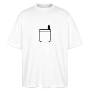 Brusttasche - Stanley/Stella Oversized Unisex Bio T-Shirt Blaster 2.0 - Weiß - Vorne - Alina (178cm) & Michal (187cm)