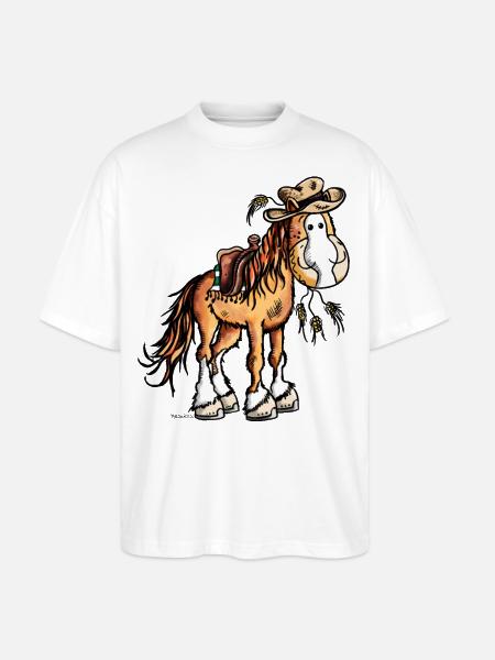 Westernpferd on Tour - Stanley/Stella Oversized Unisex Bio T-Shirt Blaster 2.0 - Weiß
