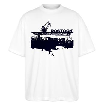 Rostock Hafen - Stanley/Stella Oversized Unisex Bio T-Shirt Blaster 2.0 - Weiß - Vorne - Alina (178cm) & Michal (187cm)