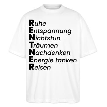 Rentner - Stanley/Stella Oversized Unisex Bio T-Shirt Blaster 2.0 - Weiß - Vorne - Alina (178cm) & Michal (187cm)