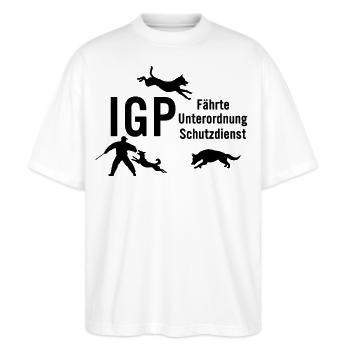 IGP Hundesport - Black - Stanley/Stella Oversized Unisex Bio T-Shirt Blaster 2.0 - Weiß - Vorne - Alina (178cm) & Michal (187cm)