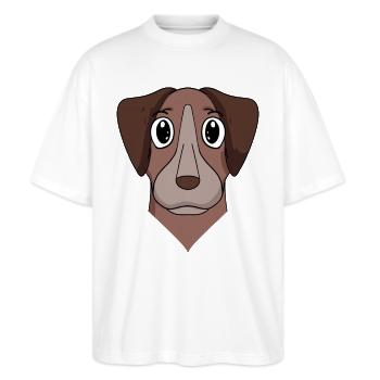 Pointer Hund Hunderasse - Stanley/Stella Oversized Unisex Bio T-Shirt Blaster 2.0 - Weiß - Vorne - Alina (178cm) & Michal (187cm)