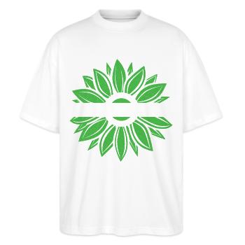 Gallengangskrebs Bewusstsein Sonnenblume - Stanley/Stella Oversized Unisex Bio T-Shirt Blaster 2.0 - Weiß - Vorne - Alina (178cm) & Michal (187cm)