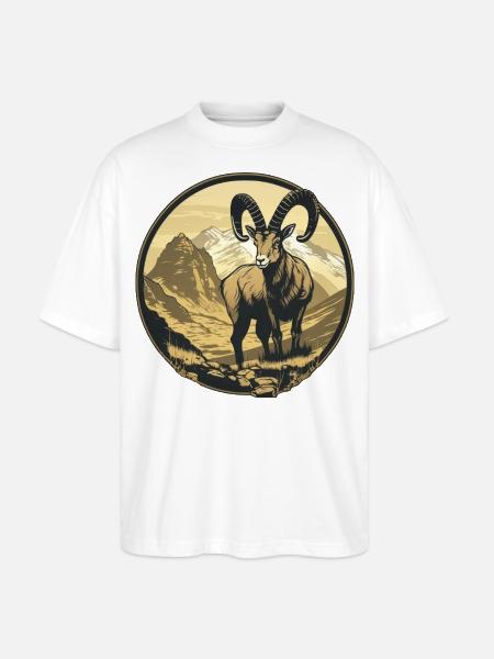Steinbock - Stanley/Stella Oversized Unisex Bio T-Shirt Blaster 2.0 - Weiß