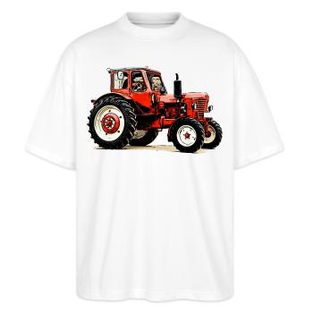 Belarus mts 50 - Stanley/Stella Oversized Unisex Bio T-Shirt Blaster 2.0 - Weiß - Vorne - Alina (178cm) & Michal (187cm)