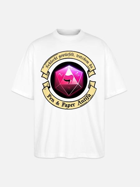 Pen and Paper Antifa - Stanley/Stella Oversized Unisex Bio T-Shirt Blaster 2.0 - Weiß