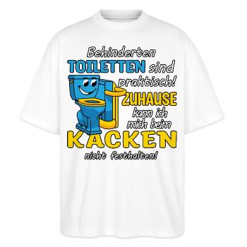 Behinderten Toilette - Stanley/Stella Oversized Unisex Bio T-Shirt Blaster 2.0 - Weiß - Vorne - Alina (178cm) & Michal (187cm)