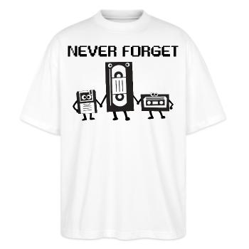 Retro Ghettoblaster Trio - Stanley/Stella Oversized Unisex Bio T-Shirt Blaster 2.0 - Weiß - Vorne - Alina (178cm) & Michal (187cm)