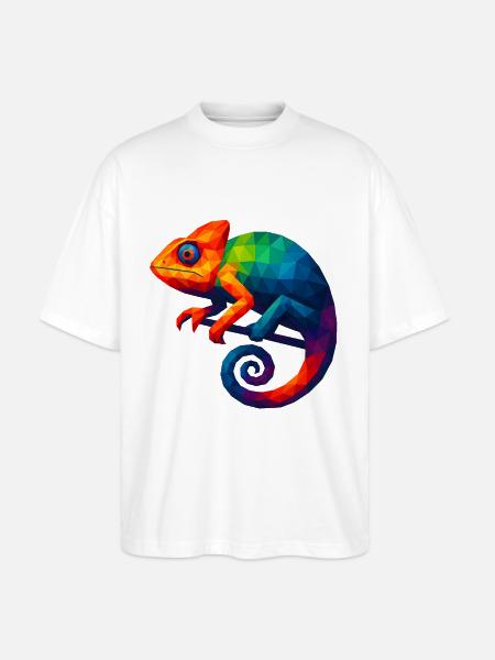 WPAP Stil Tiere - Chamäleon - Stanley/Stella Oversized Unisex Bio T-Shirt Blaster 2.0 - Weiß